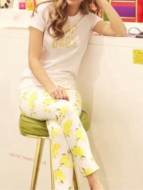 🍋NWOT KATE SPADE | Yellow Lemon Floral Print Ankle Jeans - Sz 28